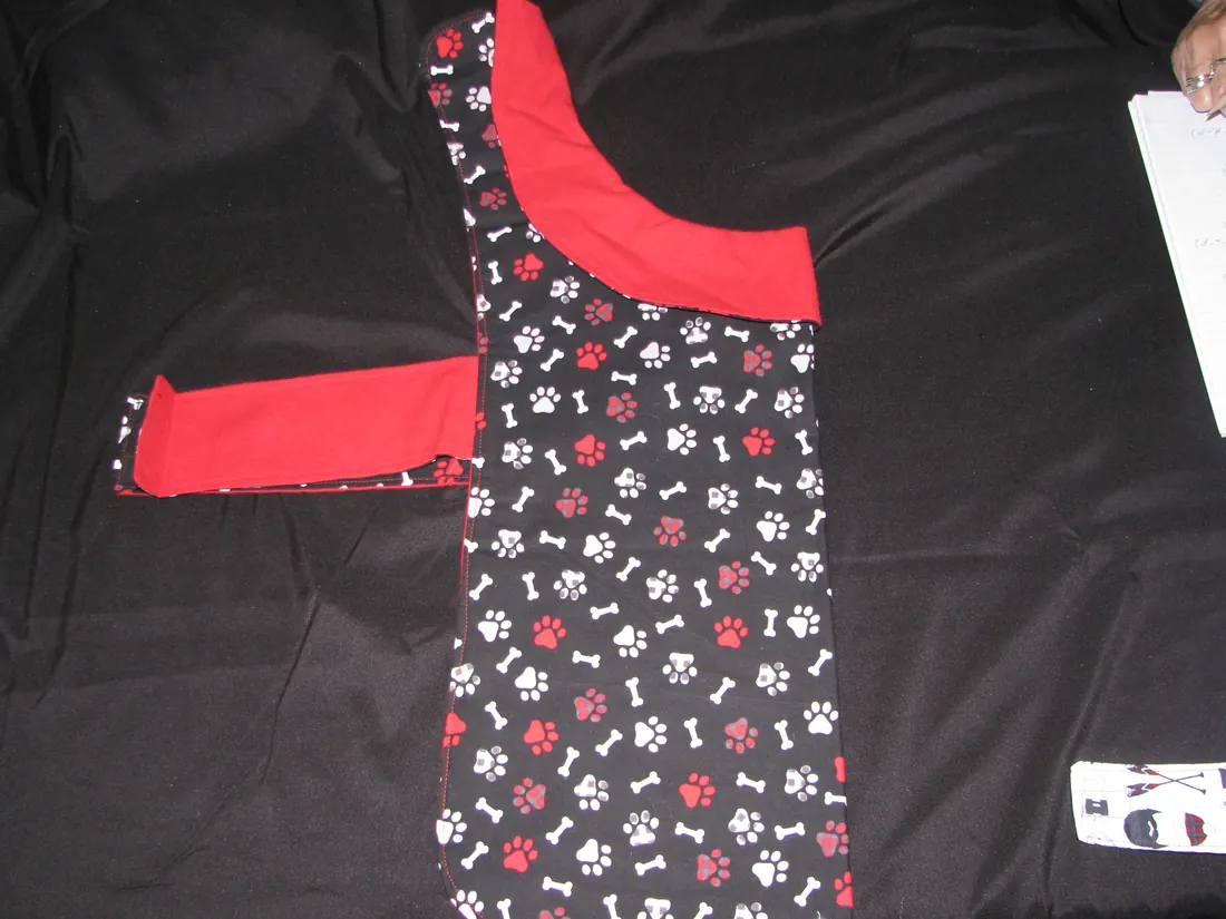 Red and Black Paw Prints and Bones — new coat view